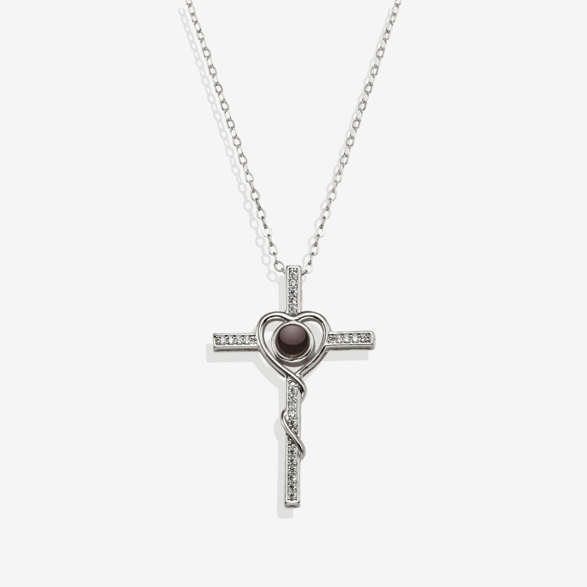 Collana di foto con cuore e croce
