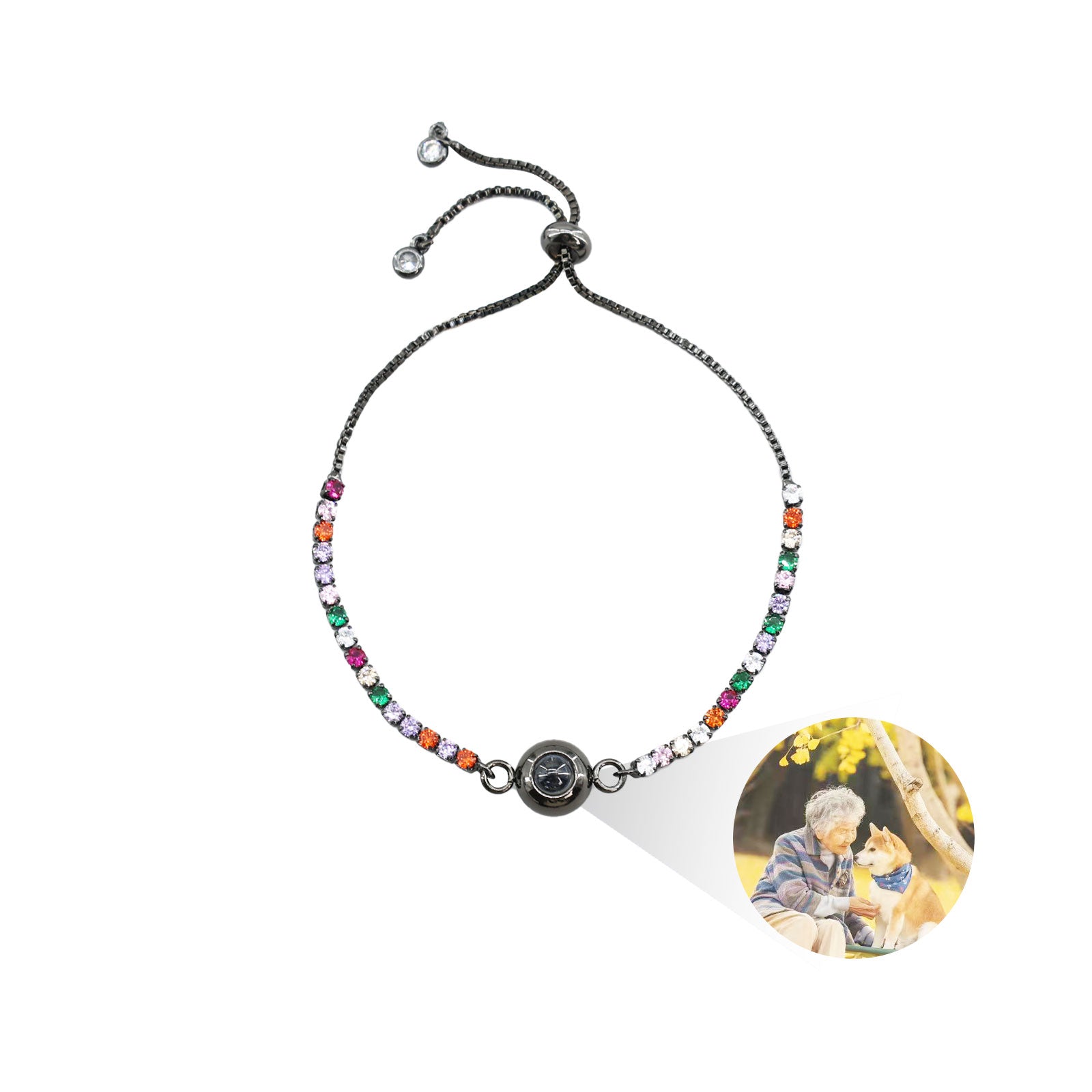 Bracciale con proiezione di zirconi colorati