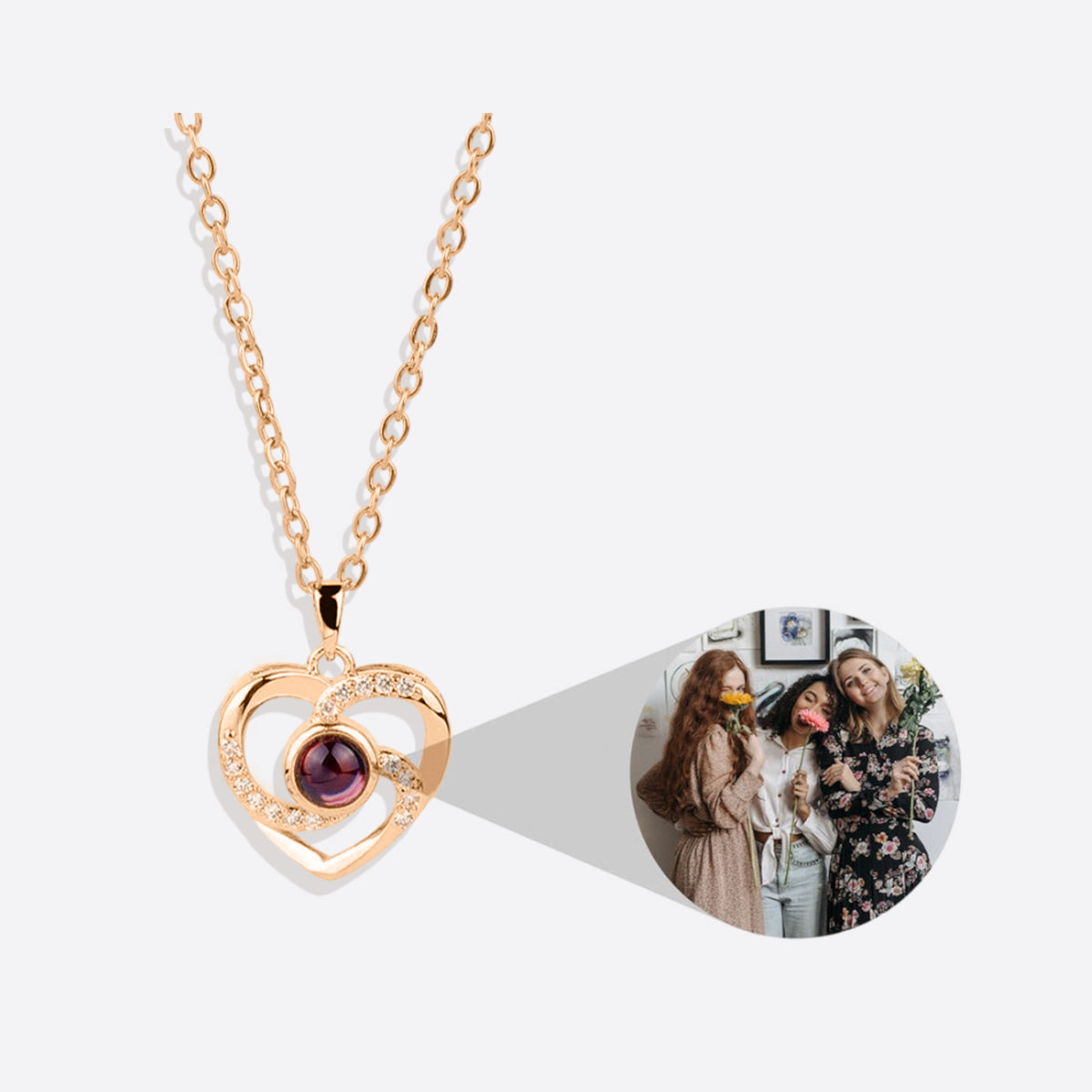 Collana con foto in pavé Center of My Heart