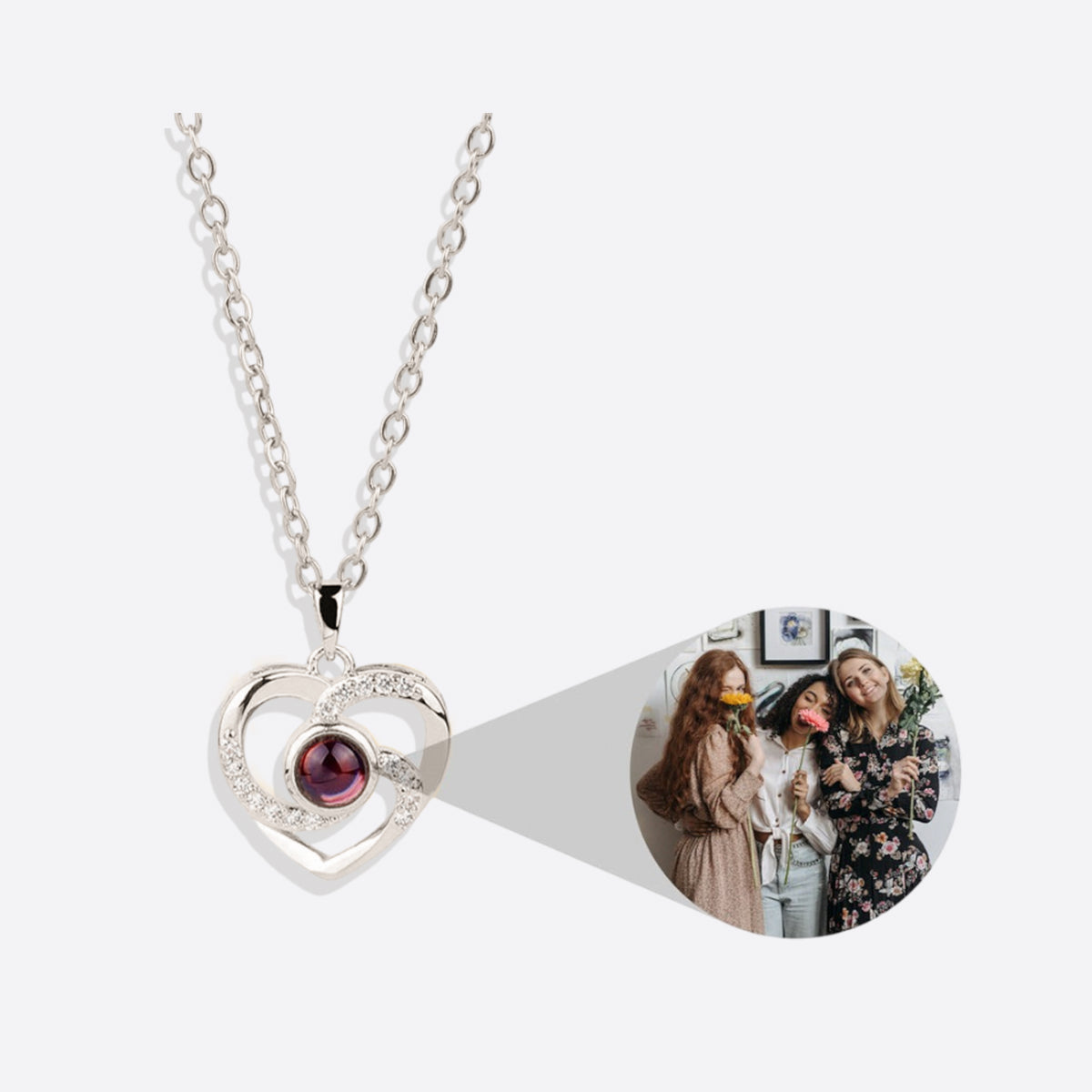 Collana con foto in pavé Center of My Heart