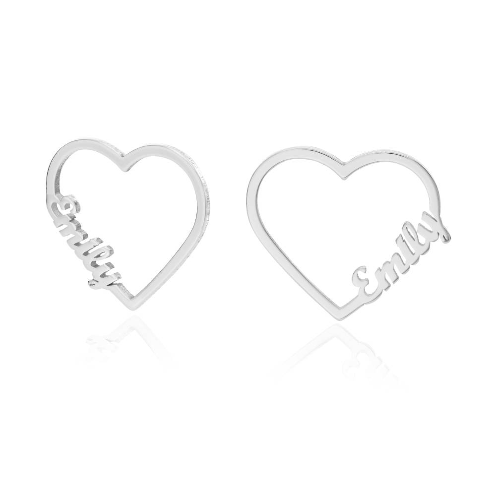 Orecchini con nome a forma di cuore in argento sterling