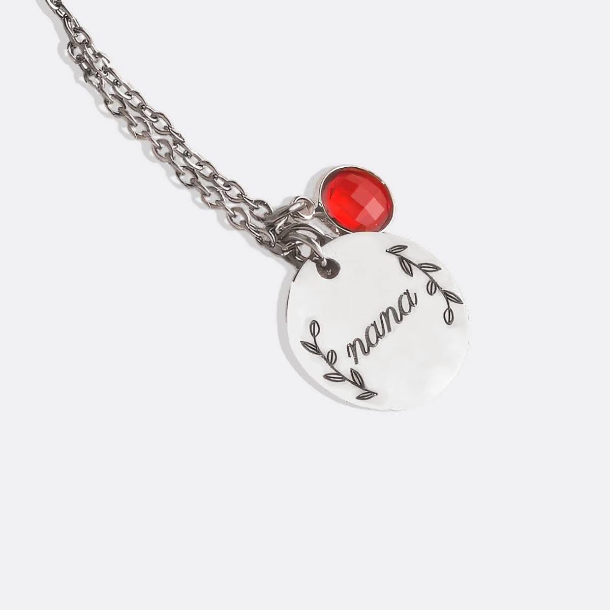 Collana con pendente in pietra portafortuna incisa con foglie
