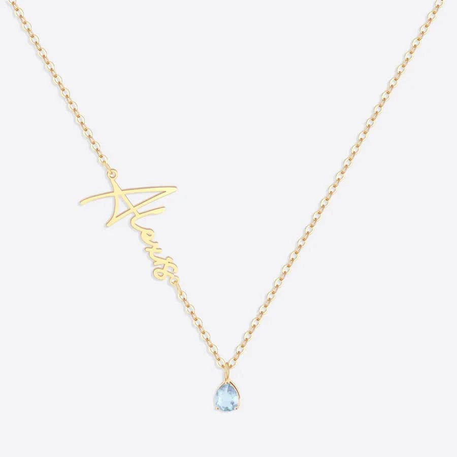 Collana con nome in pietra portafortuna fatta a mano