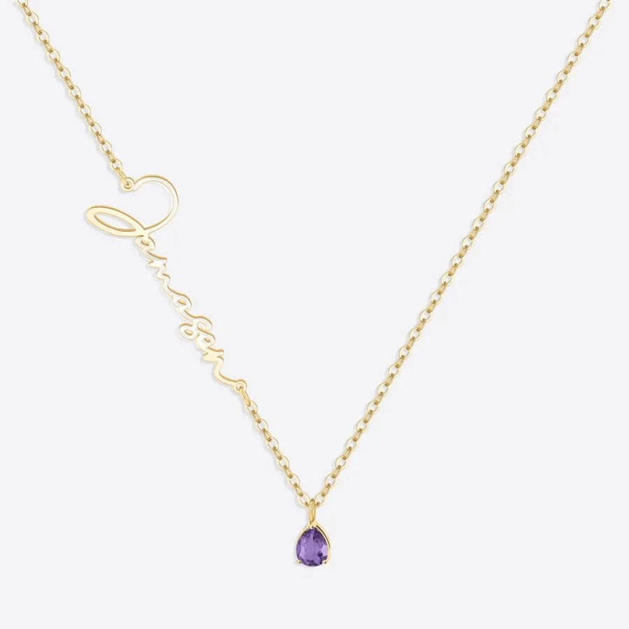 Collana con nome in pietra portafortuna fatta a mano