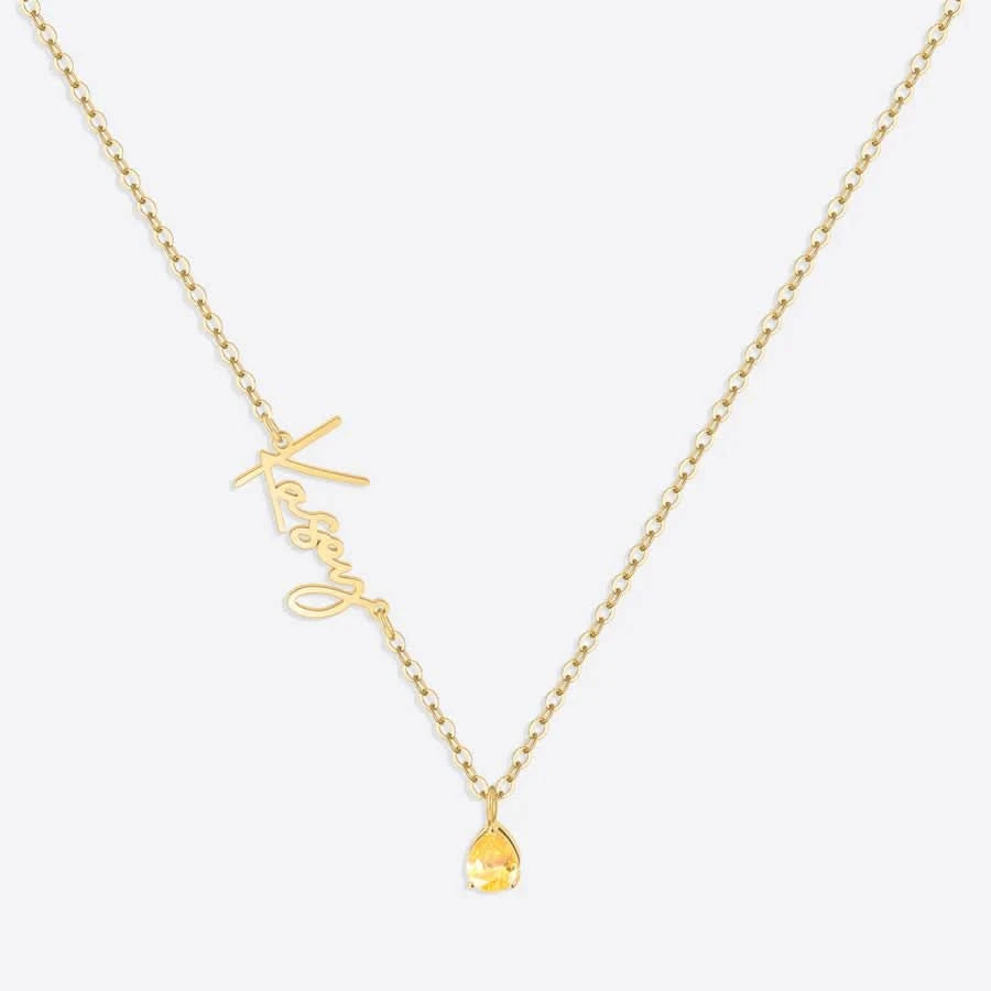 Collana con nome in pietra portafortuna fatta a mano