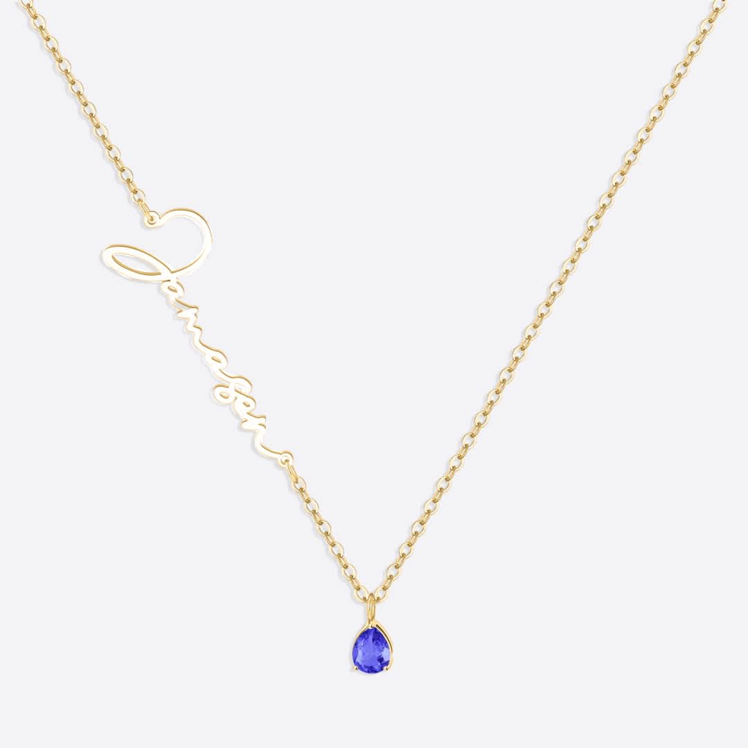 Collana con nome in pietra portafortuna fatta a mano