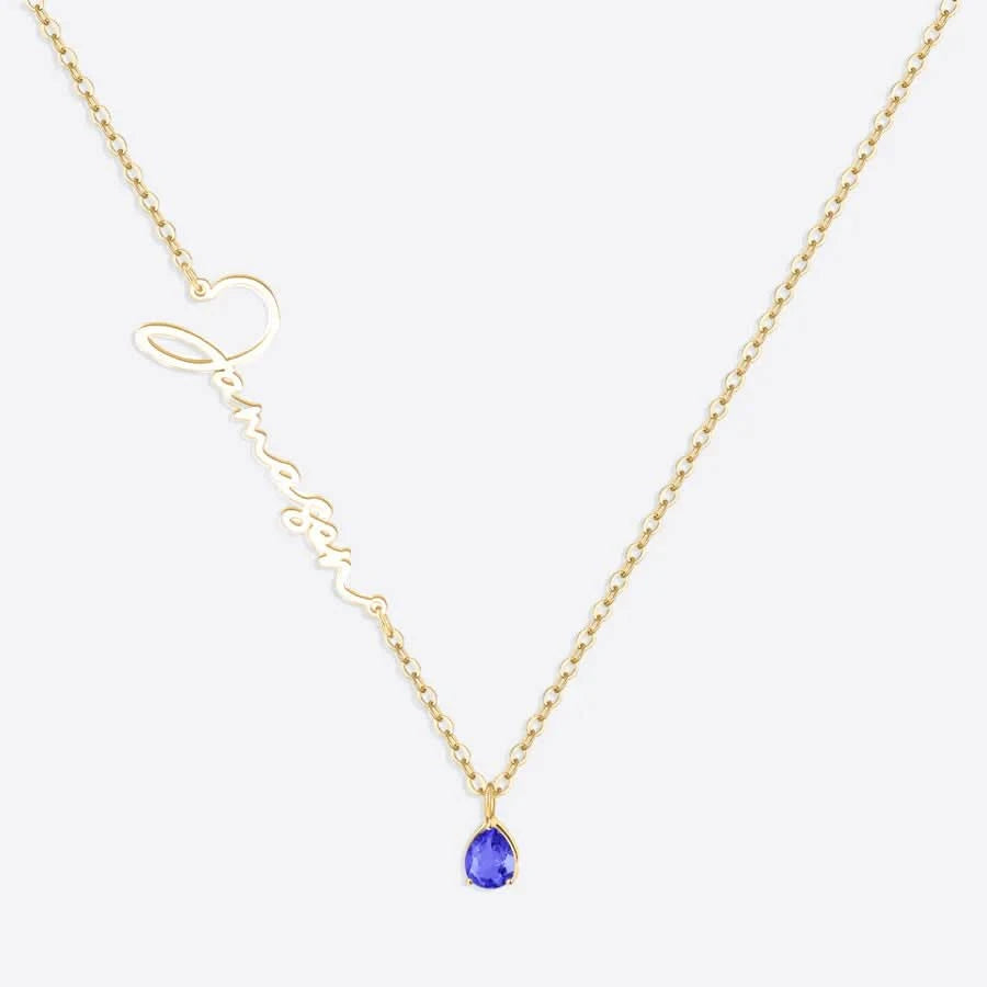 Collana con nome in pietra portafortuna fatta a mano