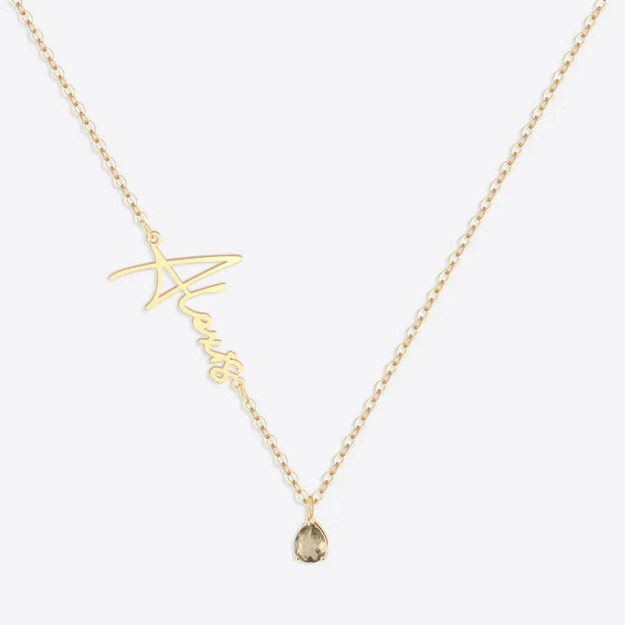 Collana con nome in pietra portafortuna fatta a mano