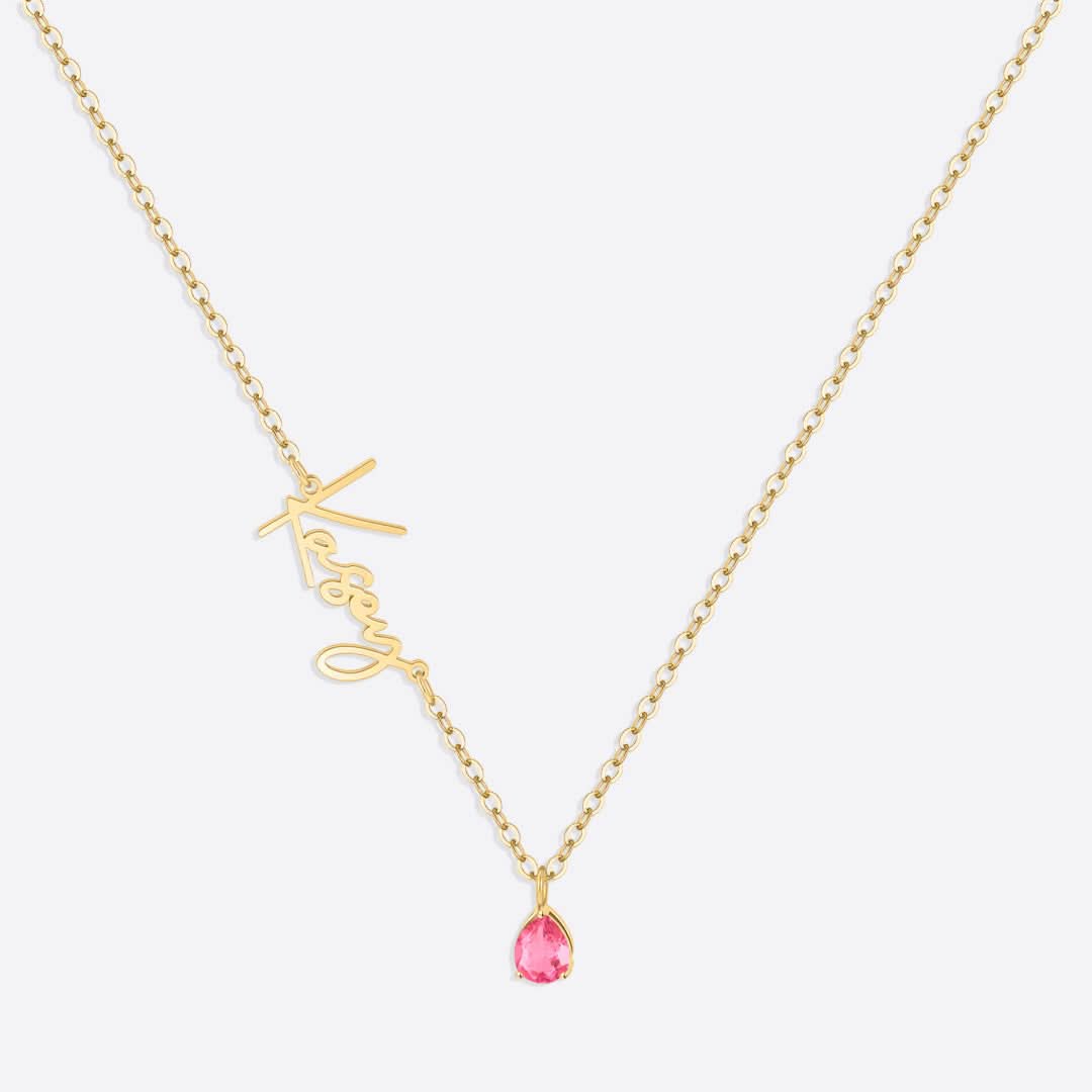 Collana con nome in pietra portafortuna fatta a mano
