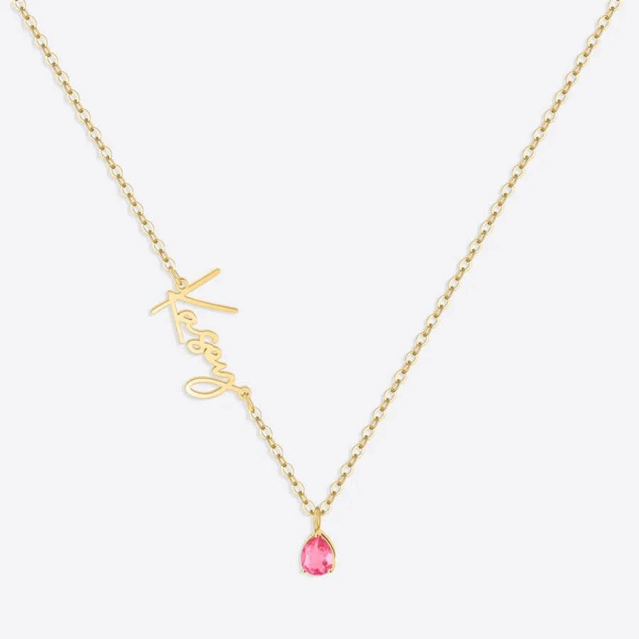 Collana con nome in pietra portafortuna fatta a mano