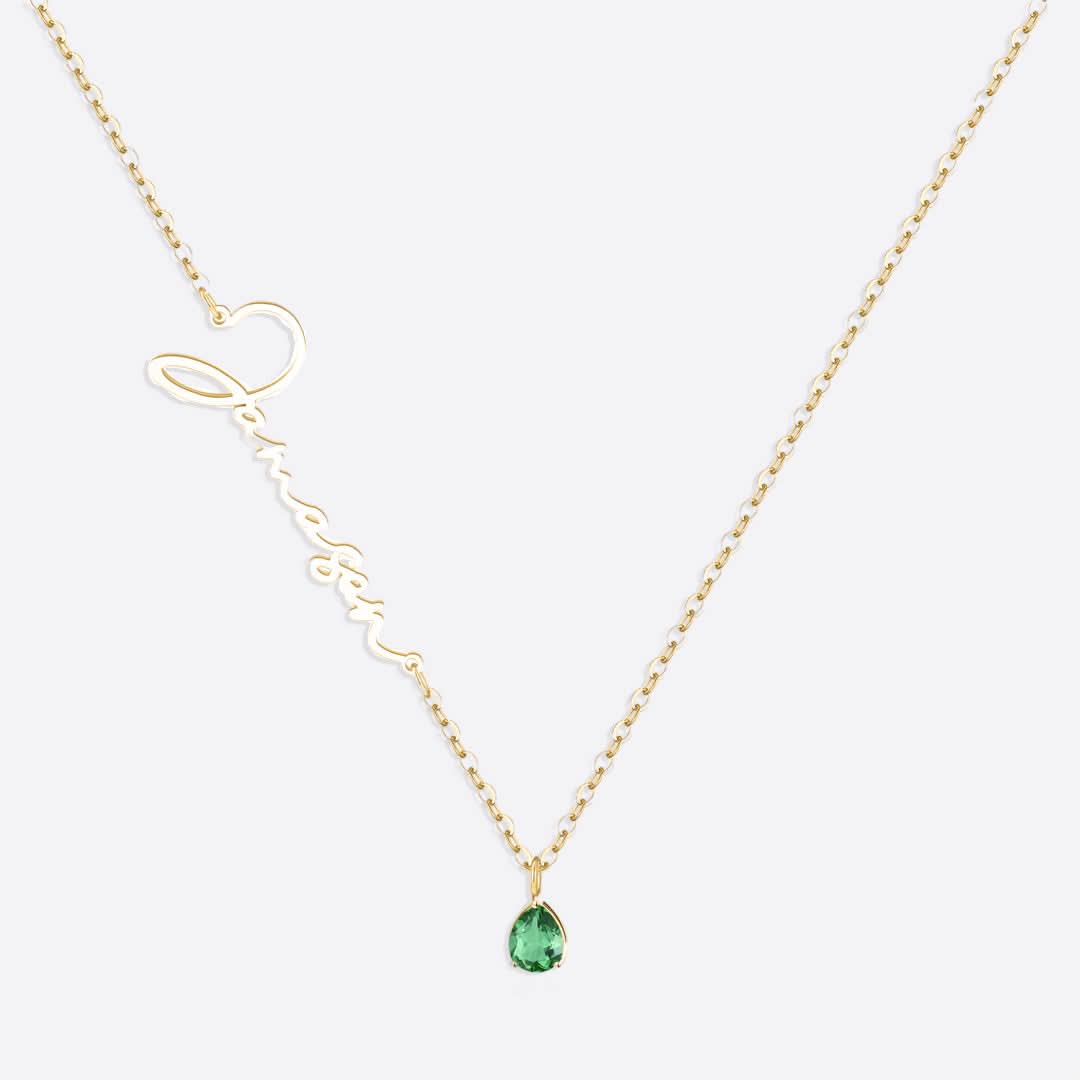 Collana con nome in pietra portafortuna fatta a mano