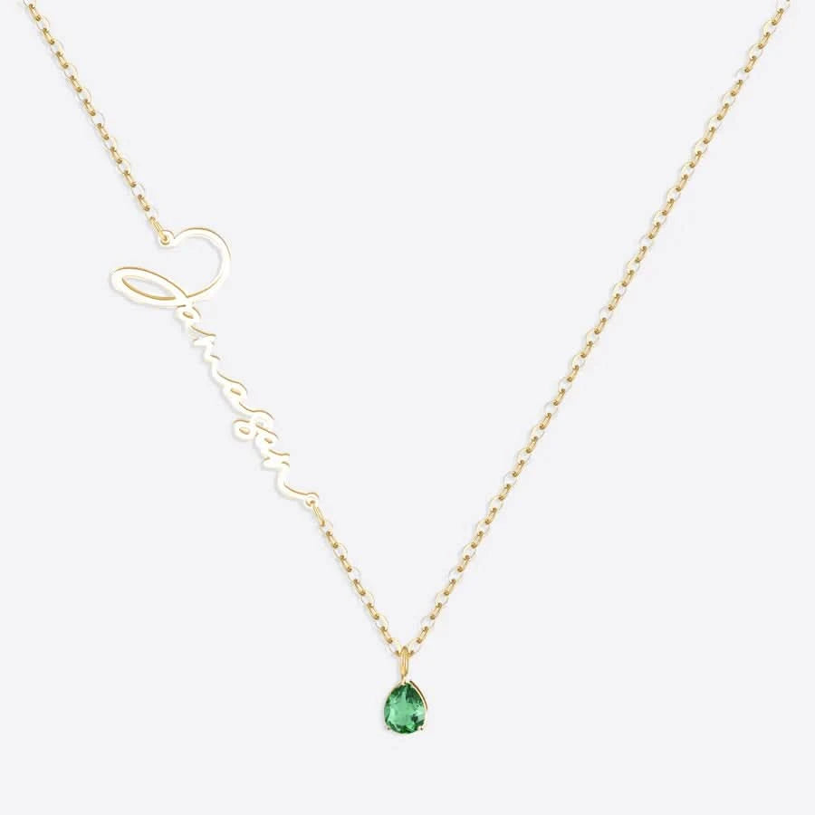 Collana con nome in pietra portafortuna fatta a mano