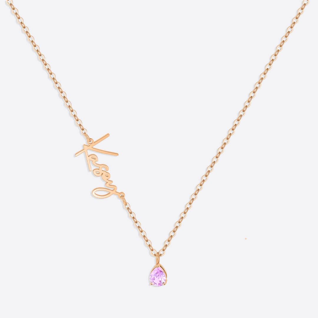 Collana con nome in pietra portafortuna fatta a mano