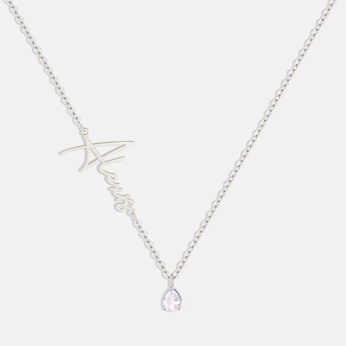 Collana con nome in pietra portafortuna fatta a mano