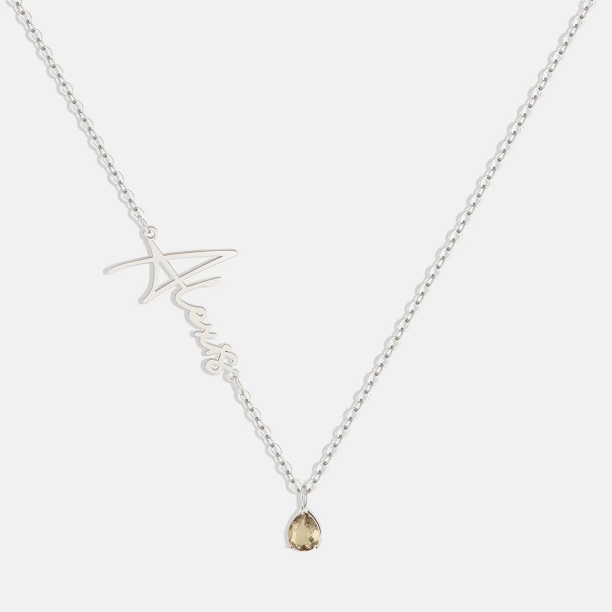 Collana con nome in pietra portafortuna fatta a mano