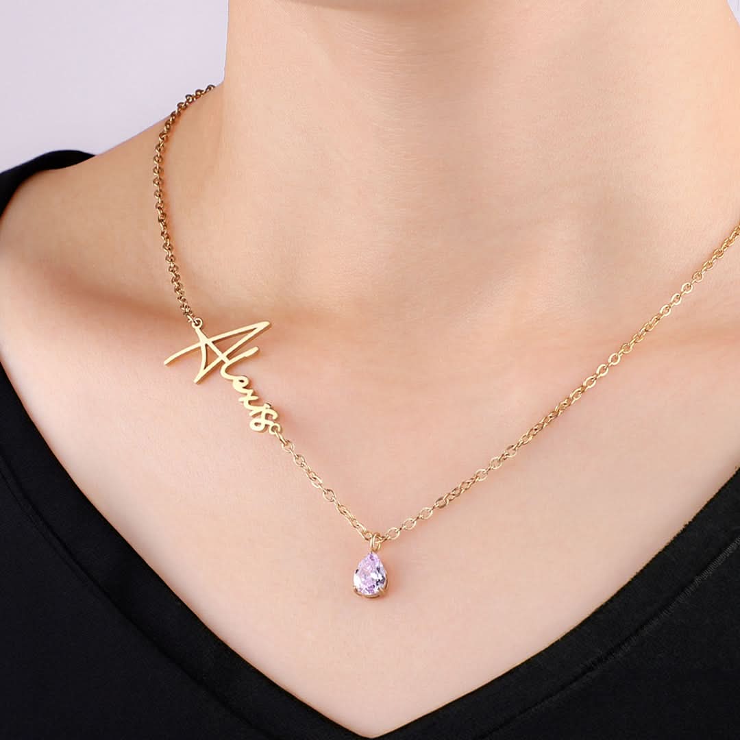 Collana con nome in pietra portafortuna fatta a mano