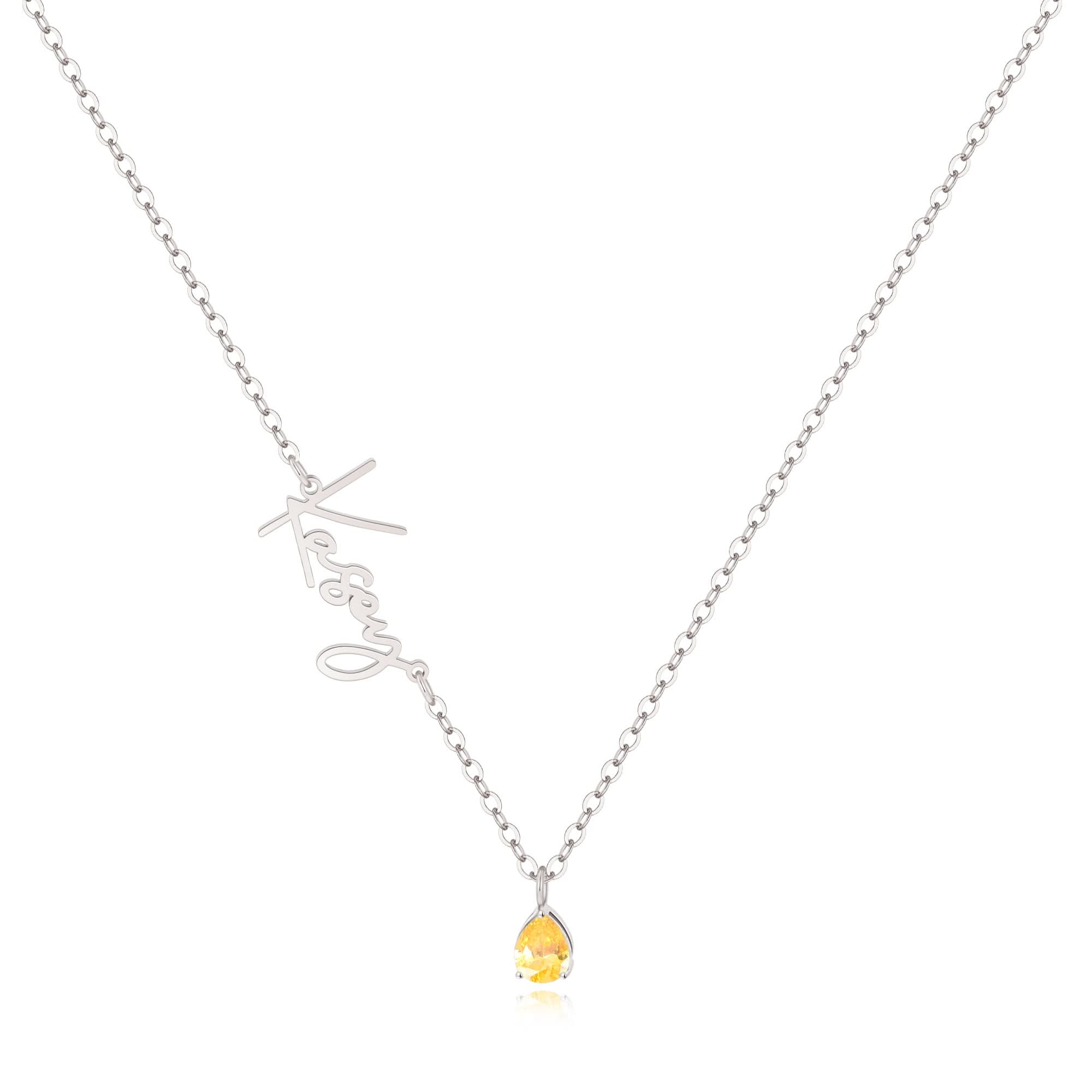 Collana con nome in pietra portafortuna fatta a mano