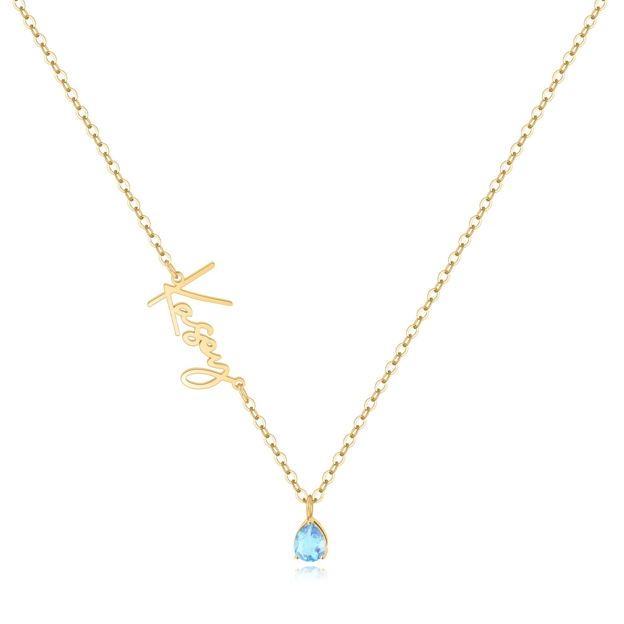 Collana con nome in pietra portafortuna fatta a mano