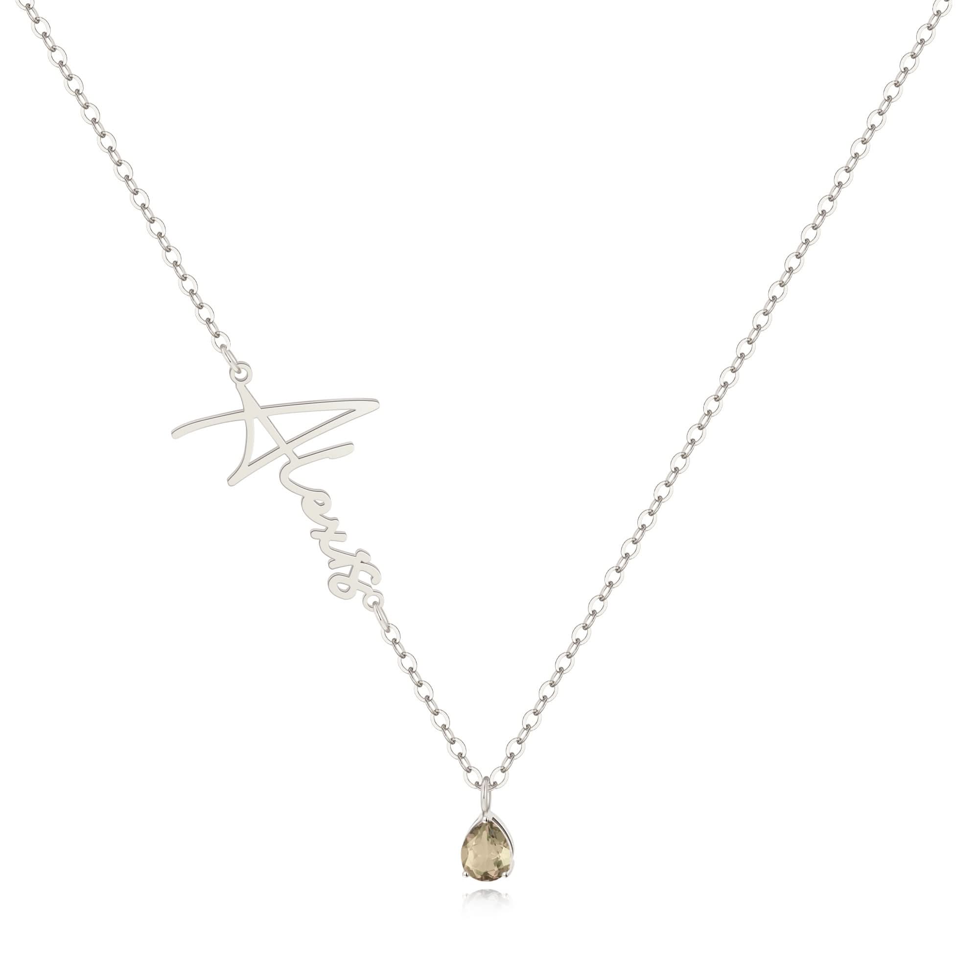 Collana con nome in pietra portafortuna fatta a mano