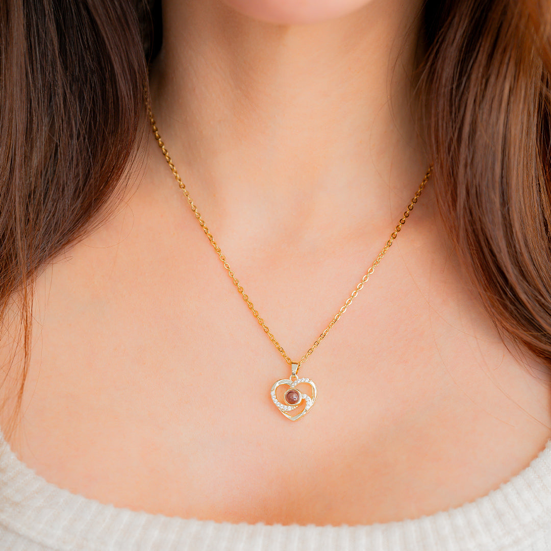 Collana con foto in pavé Center of My Heart