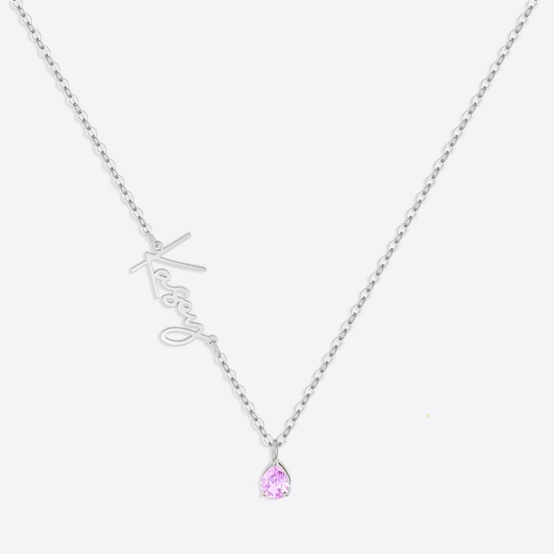 Collana con nome in pietra portafortuna fatta a mano