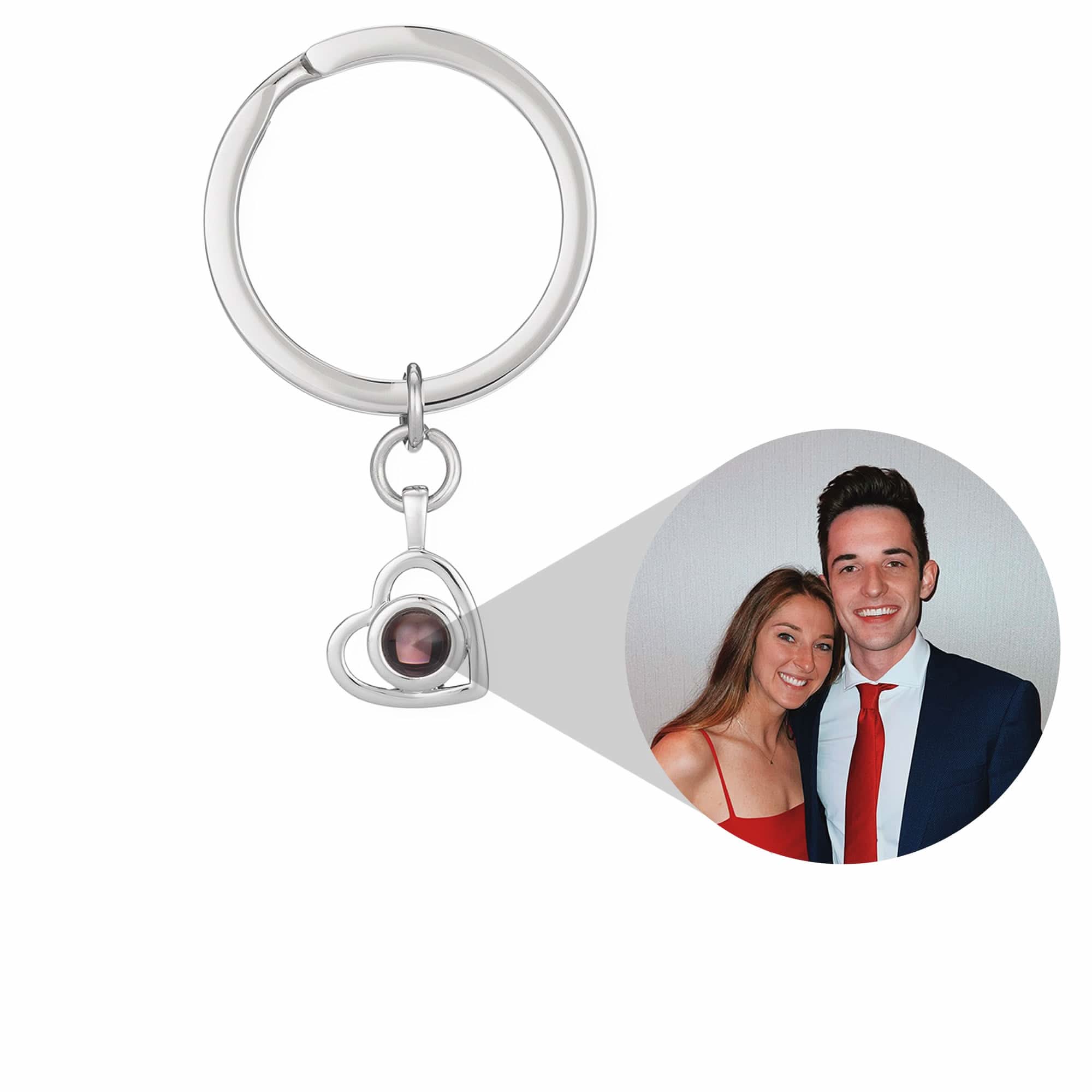 Portachiavi con foto a forma di cuore personalizzato